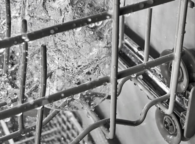 Close up of dishwasher rack