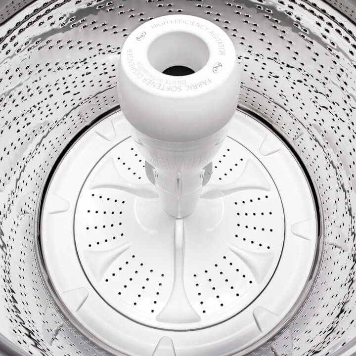 Interior of washer showing agitator