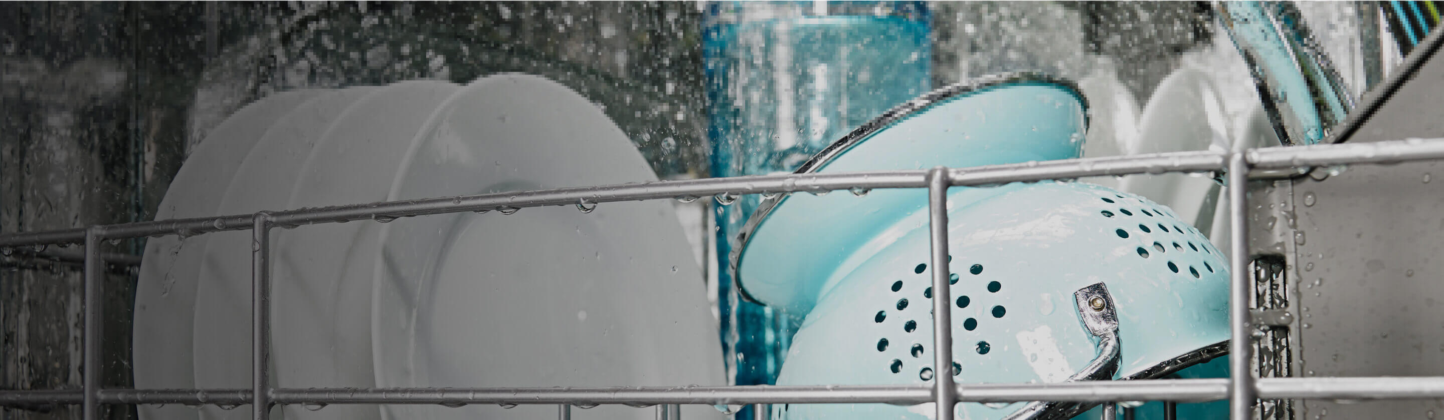 Close up of dishes in Amana® dishwasher