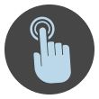 Hand touching a button