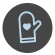 Oven mitt with a heart