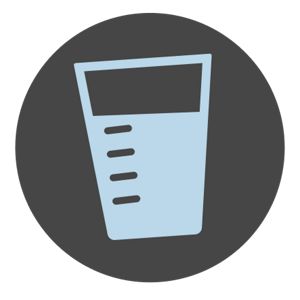 Glass with water and measurement marks