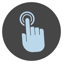 Hand touching a button