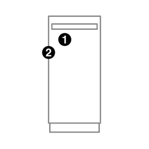A trash compactor with numbers indicating model number placement
